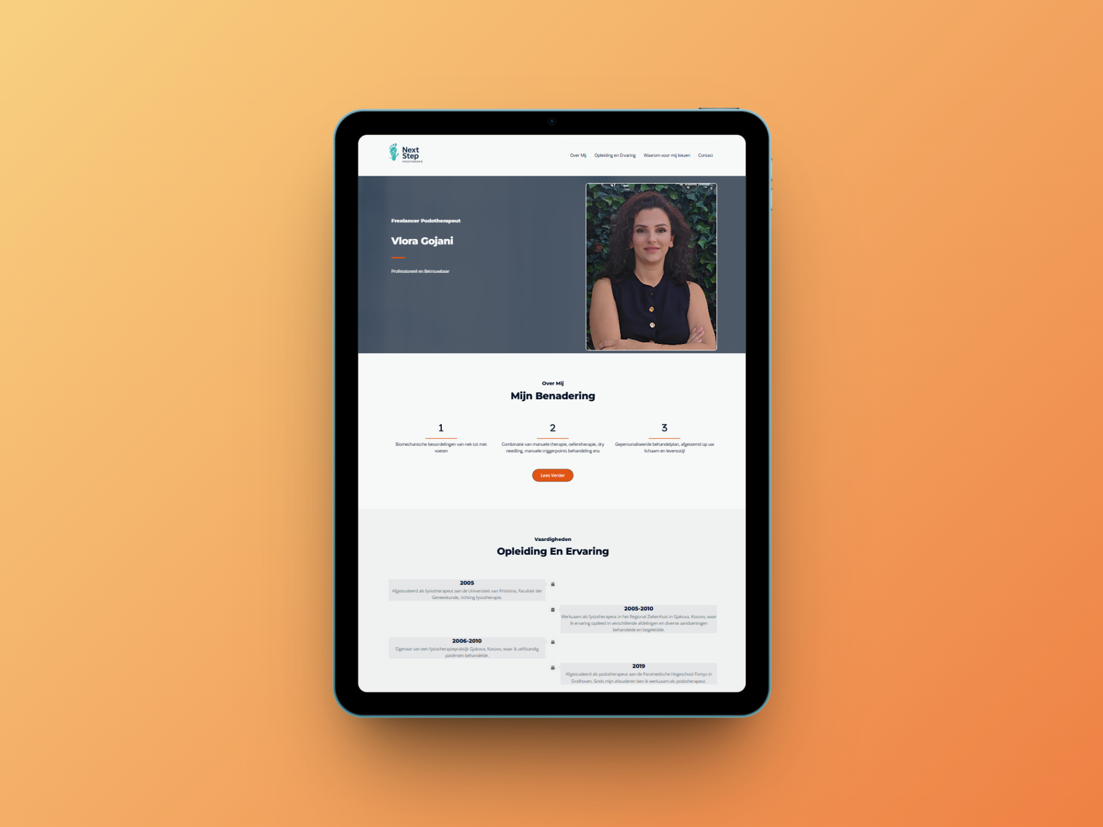 Next Step Podotherapie Mockup on tablet
